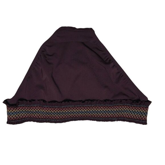 Bleu Ron Beattie Hipster Bikini Bottom Sz 12 Aubergine Embroidered Smocked  NEW - Picture 3 of 4